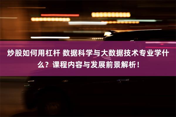 炒股如何用杠杆 数据科学与大数据技术专业学什么？课程内容与发展前景解析！