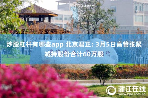 炒股杠杆有哪些app 北京君正: 3月5日高管张紧减持股份合计60万股